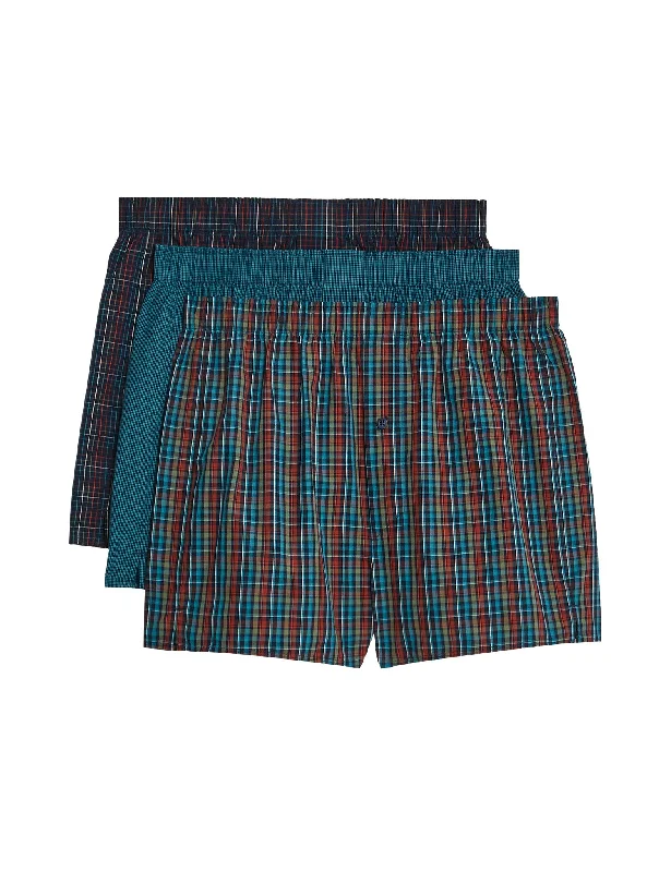 3pk Pure Cotton Checked Woven Boxers