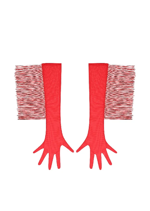 Long Mesh Gloves With Fringe (Red)