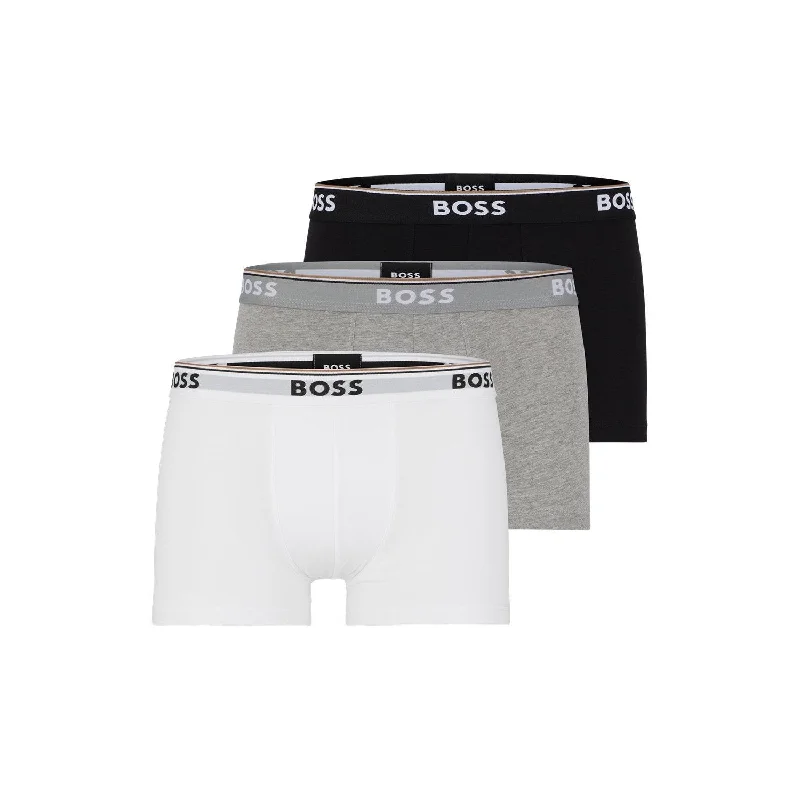 BOSS 3 Pack Power Cotton Stretch Trunks - Black/White/Grey