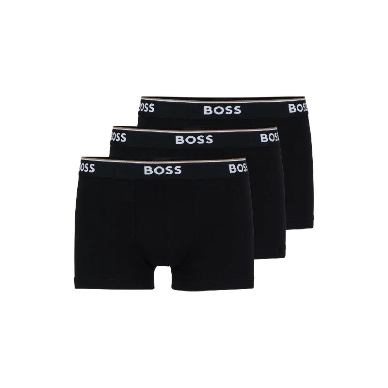 BOSS 3 Pack Power Cotton Stretch Trunks - Black