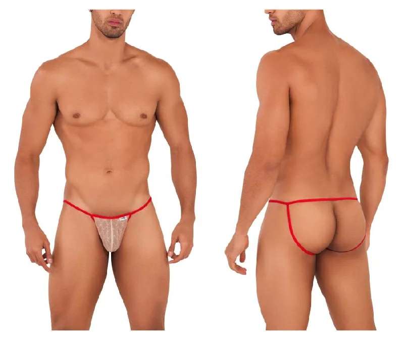 CandyMan 99709 Micro Lace Jockstrap Color Beige-Red