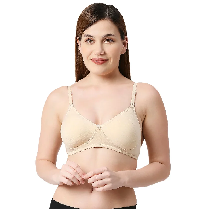 1030-Cotton Basics Plain Soft Padded T-Shirt Bra Melange skin