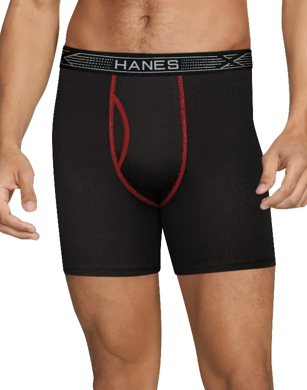 Hanes Mens X-Temp Cotton Boxer Briefs Assorted 4-Pack