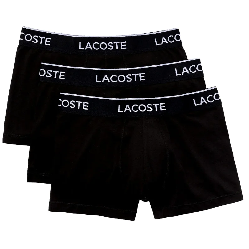 Lacoste Casual Cotton Stretch 3 Pack Trunks - Black