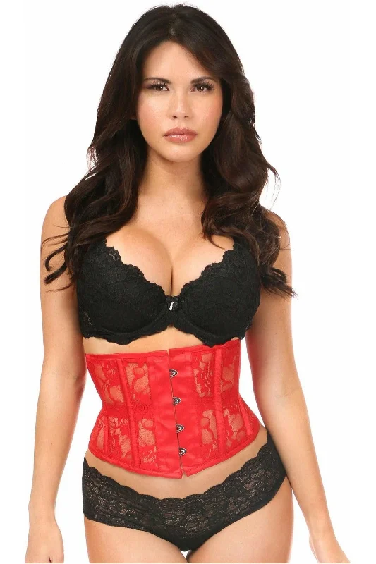 Lavish Red Sheer Lace Waist Cincher Corset