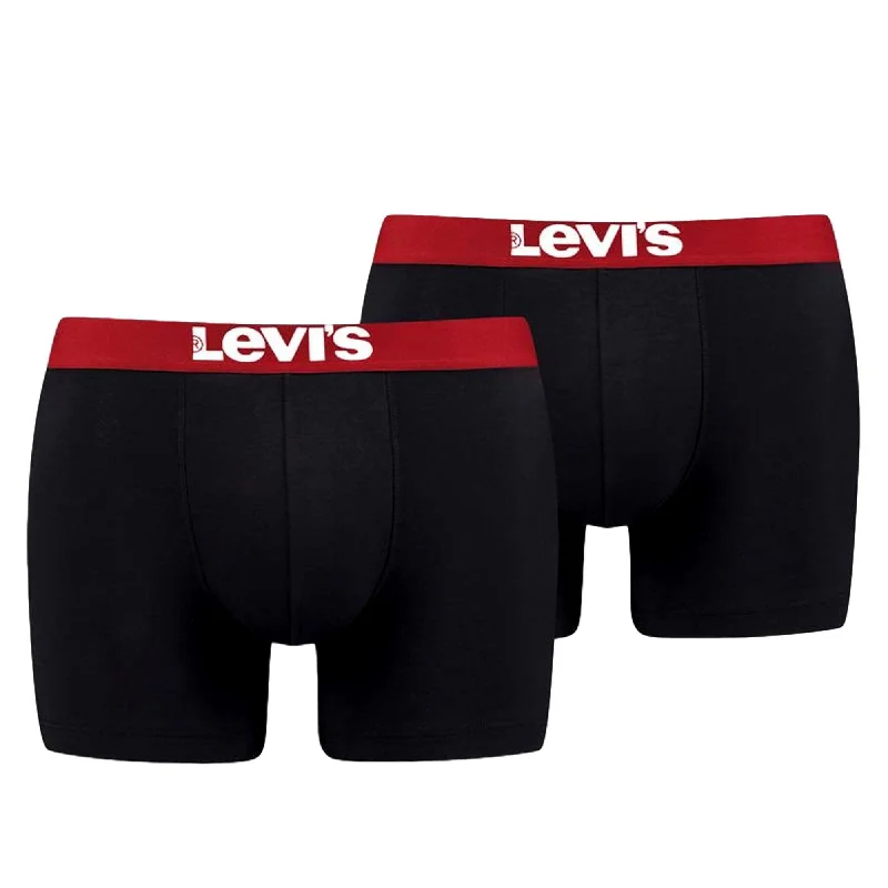 Levi's 2 Pack Solid Basic Boxer Brief - Black/Red