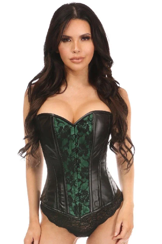 Plus Size Wet Look Lace Overlay Corset