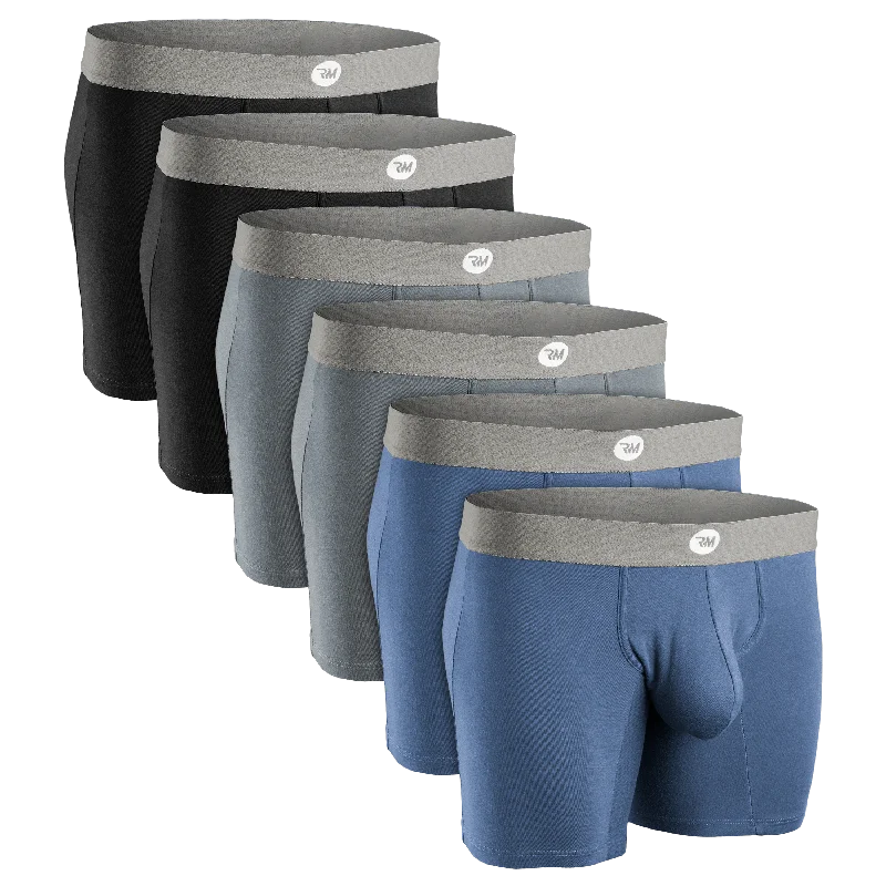 Modal 7in Boxer Briefs No Fly 6pk Black/Dark Gray/Navy