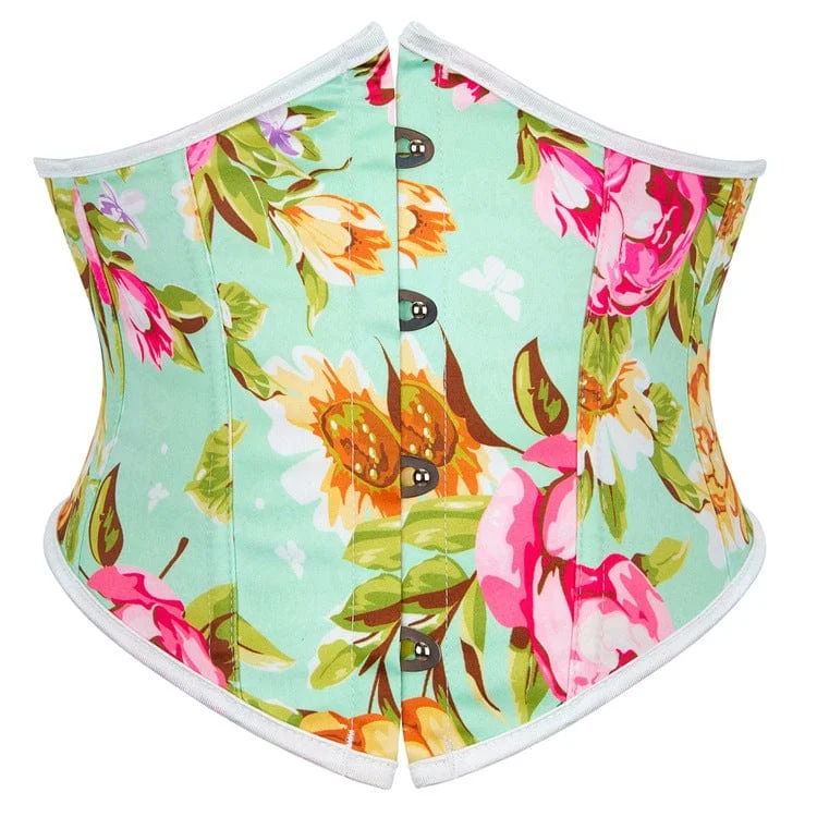 Women's Gothic Floral Printed Boned Underbust Corset