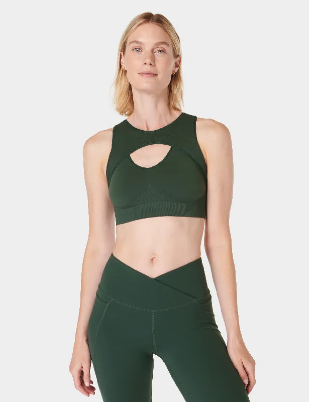 Seamless Plunge Sports Bra - Trek Green